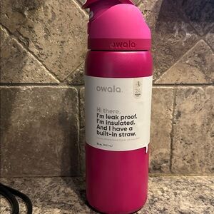 Owala Pink Insulated Water Bottle, Read my lips